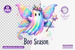 halloween boo season rainbow ghost png, rainbow halloween ghost clipart, kawaii rainbow ghost design, boo season ghost printable, colorful halloween ghost sublimation, halloween rainbow ghost artwork, pastel rainbow ghost décor, boo season halloween desig