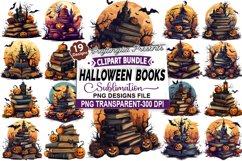 Halloween Books Sublimation Clipart Bundle Product Image 1