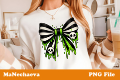 Coquette Halloween Bow T Shirt Design | Skull Slime Clipart Product Image 1