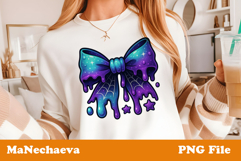Galaxy Dripping Bow Sublimation | Cosmic Spiderweb Clipart Product Image 1