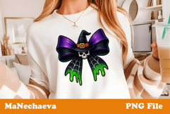 Coquette Halloween Bow T Shirt Design | Witch Skull Clipart Product Image 1