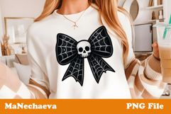 Coquette Halloween Bow Clipart | Skull Spiderweb Sublimation Product Image 1