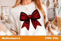Coquette Halloween Bow Clipart | Red Bat Sublimation Product Image 1