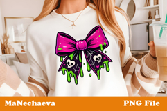 Coquette Halloween Bow Clipart | Slime Skull PNG Product Image 1