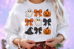 Halloween Bow Ghost Pumpkin Bling PNG Product Image 2