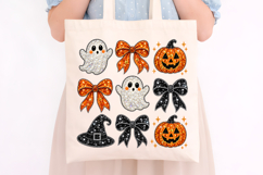 Halloween Bow Ghost Pumpkin Bling PNG Product Image 4