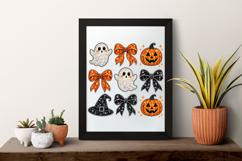 Halloween Bow Ghost Pumpkin Bling PNG Product Image 7