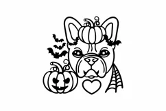 Halloween Bull Dog with Heart, Pumpkin and Bats SVG Template Product Image 2
