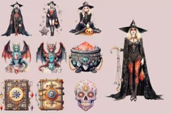 Encrusted Halloween Watercolour Clipart PNG 44 Product Image 3