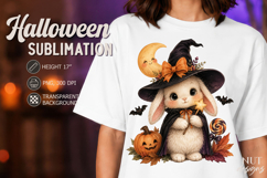 Cute Witch Bunny Halloween clipart pumpkin rabbit Product Image 1