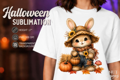 Cute Fall Scarecrow Bunny Halloween clipart pumpkin Product Image 1