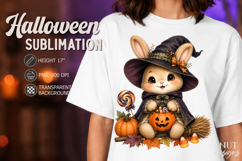 Cute Baby Bunny Halloween clipart pumpkin Witch Rabbit Product Image 1