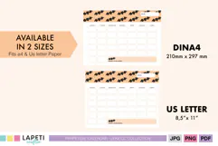 Undated calendar with Monday and Sunday start options