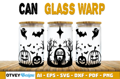 Can Glass 16 Oz Libbey Wrap SVG Halloween SVG Product Image 2
