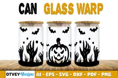 Can Glass 16 Oz Libbey Wrap SVG Halloween SVG Product Image 2