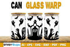 Can Glass 16 Oz Libbey Wrap SVG Halloween SVG Product Image 2