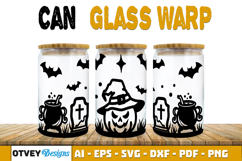 Can Glass 16 Oz Libbey Wrap SVG Halloween SVG Product Image 2