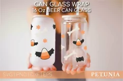 HALLOWEEN CAN GLASS BEING USED AS A HALLOWEEN BEER GLASS CAN WRAP