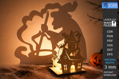 Halloween Candle Holder Laser Cut | 3D Spooky Shadow Lantern Product Image 1