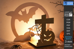 Halloween Candle Holder Laser Cut | 3D Spooky Shadow Lantern Product Image 1