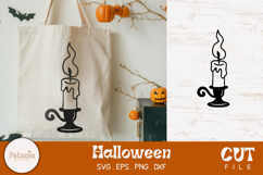 Halloween SVG design printed on a tote bag. Spooky witchcraft style cut file for Cricut and Silhouette.