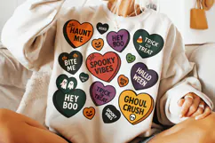 Candy Hearts Halloween PNG, Retro Halloween PNG, Spooky PNG Product Image 3