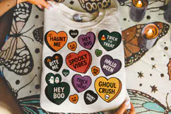 Candy Hearts Halloween PNG, Retro Halloween PNG, Spooky PNG Product Image 4