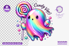 halloween candy lollipop ghost png, cute halloween ghost clipart, kawaii ghost with candy design, halloween ghost lollipop printable, halloween ghost sublimation png, spooky cute ghost illustration, halloween candy ghost clipart, ghost with lollipop hallo