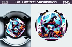 Halloween Car Coaster | Skeleton Round Coaster Product Image 1