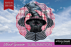 Halloween Cat Wind Spinner Sublimation PNG - Witch Hat Round Product Image 1