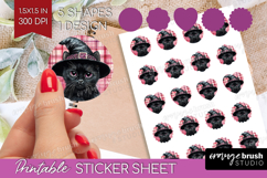 Halloween Cat Round Sticker - Witch Hat Printable Sticker Product Image 1