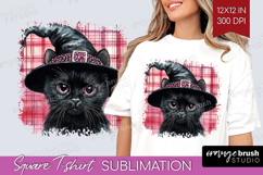 Halloween Cat Square Tshirt Background - Witch Hat PNG Product Image 1