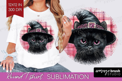 Halloween Cat Round Tshirt Background - Witch Hat PNG Product Image 1
