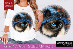 Halloween Cat Round Tshirt Background - Witch Hat PNG Product Image 1