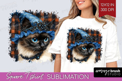 Halloween Cat Square Tshirt Background - Witch Hat PNG Product Image 1