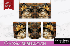 Halloween Cat Mug Wrap - Witch Hat Mug PNG Sublimation Product Image 1