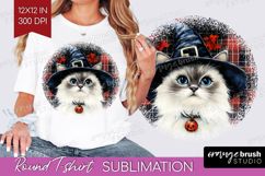 Halloween Cat Round Tshirt Background - Witch Hat PNG Product Image 1