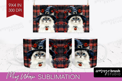 Halloween Cat Mug Wrap - Witch Hat Mug PNG Sublimation Product Image 1