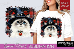 Halloween Cat Square Tshirt Background - Witch Hat PNG Product Image 1
