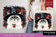 Halloween Cat Tote Bag - Witch Hat Tote Bag PNG Sublimation Product Image 1