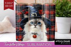 Halloween Cat Tumbler Wrap - Witch Hat Tumbler PNG Product Image 1
