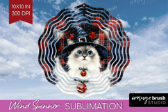 Halloween Cat Wind Spinner Sublimation PNG - Witch Hat Round Product Image 1
