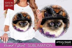 Halloween Cat Round Tshirt Background - Witch Hat PNG Product Image 1
