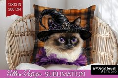 Halloween Cat Pillow Sublimation - Witch Hat Pillow Cover Product Image 1