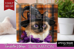 Halloween Cat Tumbler Wrap - Witch Hat Tumbler PNG Product Image 1