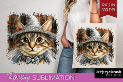 Halloween Cat Tote Bag - Witch Hat Tote Bag PNG Sublimation Product Image 1