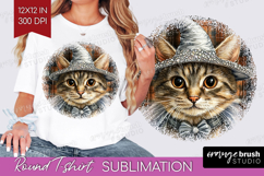 Halloween Cat Round Tshirt Background - Witch Hat PNG Product Image 1