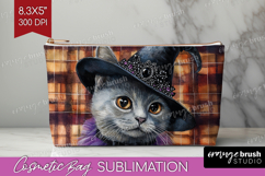 Halloween Cat Cosmetic Bag - Witch Hat Makeup Bag PNG Product Image 1