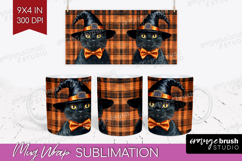 Halloween Cat Mug Wrap - Witch Hat Mug PNG Sublimation Product Image 1