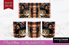 Halloween Cat Mug Wrap - Witch Hat Mug PNG Sublimation Product Image 1
